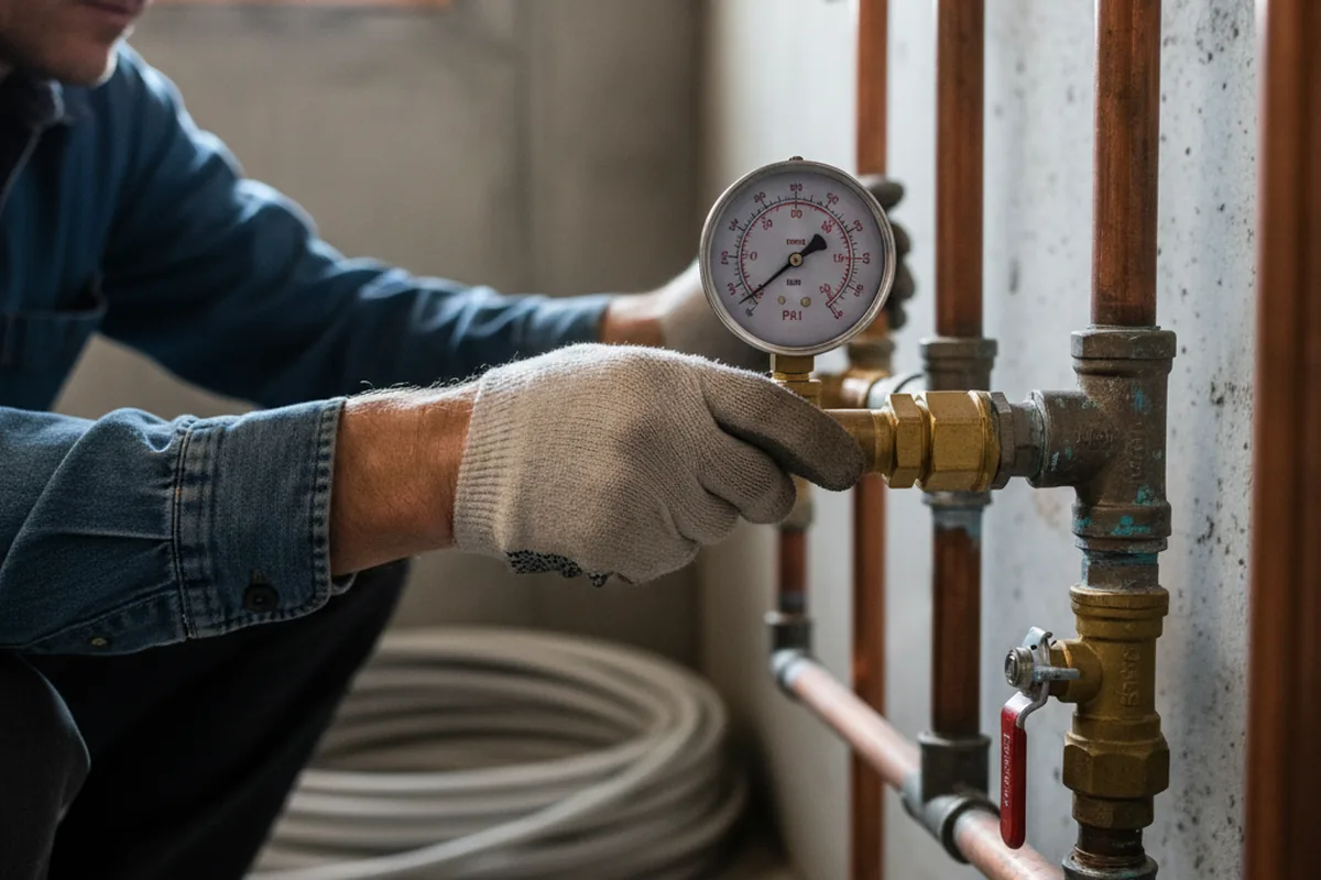 Pressure testing a repaired line during Water Line Repair in Marissa